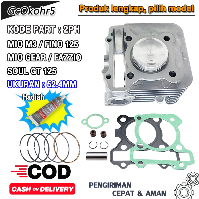 BLOK SEHER MIO M3, FINO125, SOUL GT 125, X-RIDE 125, MIO GEAR KODE PART 2PH PISTON 52.4MM MODIFIKASI