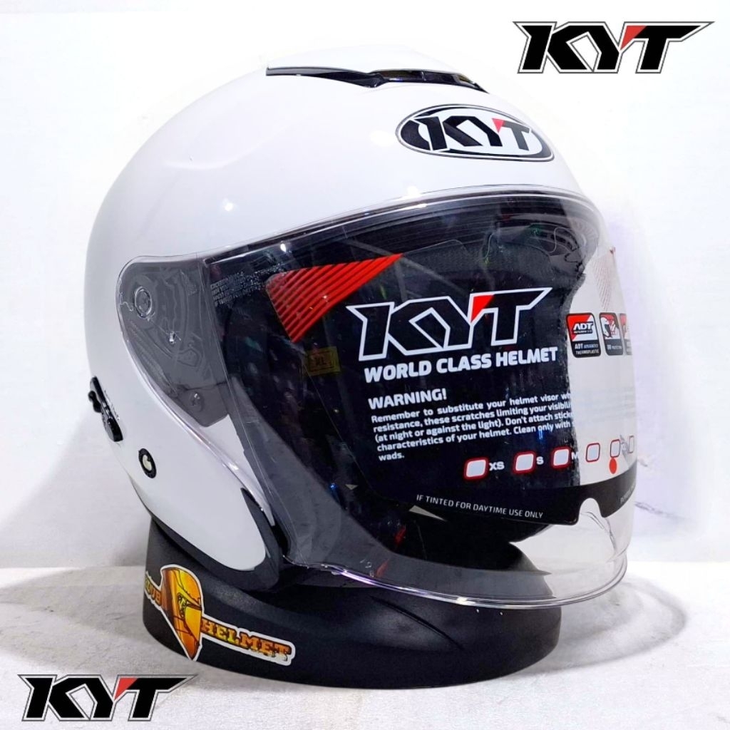 Helm KYT Kyoto R white paket ganteng original KYT