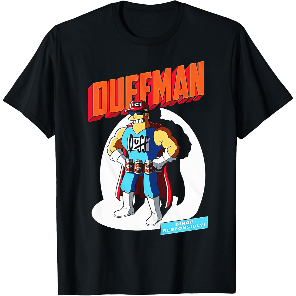 Kaos The Simpsons Mens Duffman Shirt - Duffman Krusty Burger Logo Graphic T-Shirt – Baju Vintage 90s