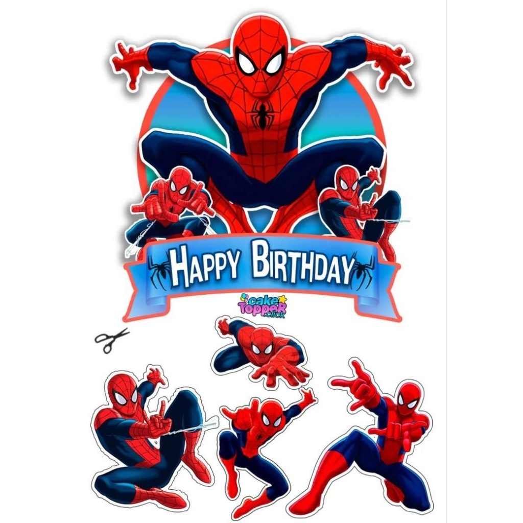 Topper Cake Ultah Tema SPIDERMAN l FREE CUSTOM NAMA l TOPPER CAKE ULTAH TEMA SPIDERMAN