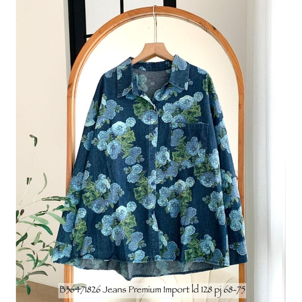 Real pic Original Termurah Blouse Jumbo Jeans PREMIUM Butik / Blus Oversize Jeans PREMIUM / Atasan J