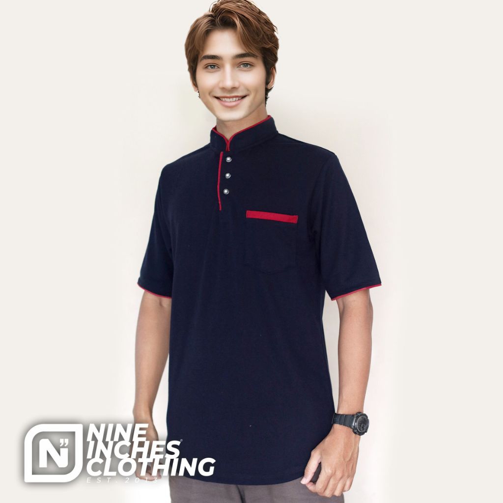 Baju Kaos Polo Kerah Koko Shanghai Kurta Pria Lengan Pendek Longline Premium Muslim Dewasa - JnS