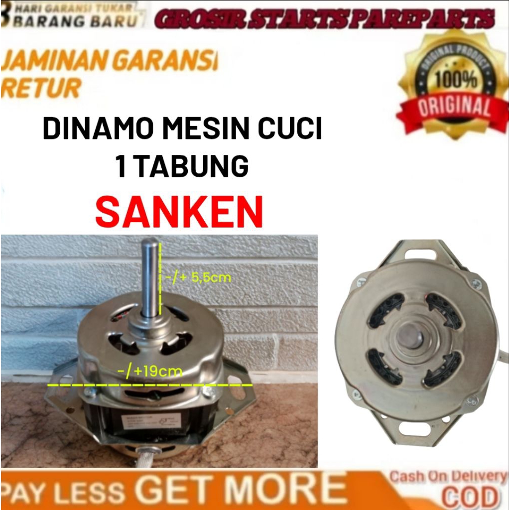 dinamo mesin cuci 1 tabung as 12mm, mesin cuci sanken