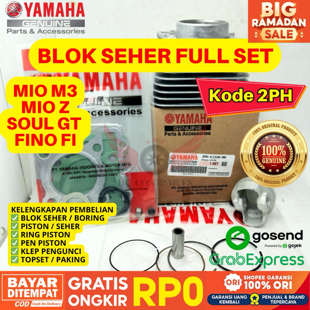 2PH BLOK SEHER FULL SET MIO M3 ORIGINAL YAMAHA GENUINE PARTS, PAKET BLOK SEHER SOUL GT 125, BLOK SEH