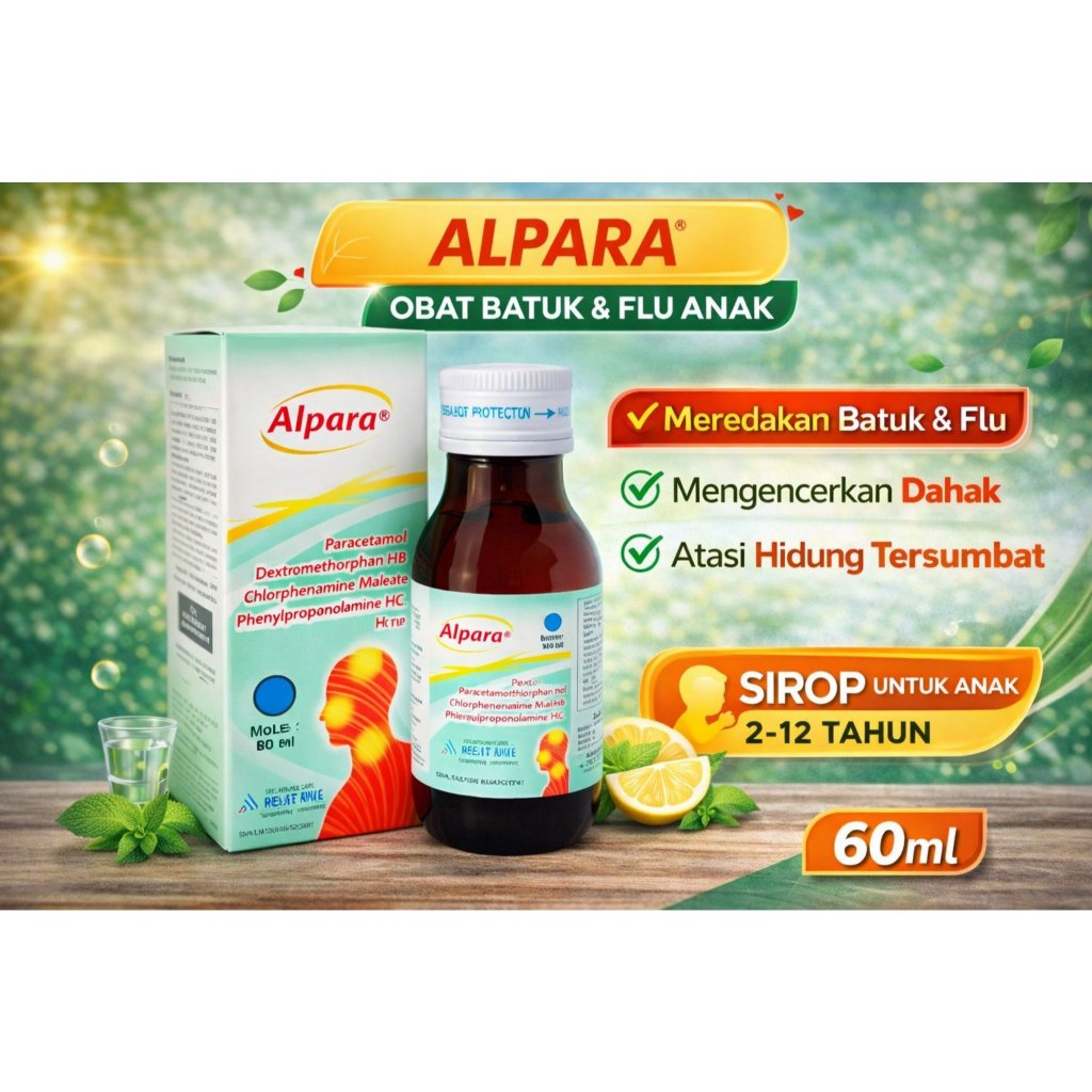Alpara Sirup Obat Batuk & Flu Anak 60ml | Obat Batuk | Anak | Flu | Pilek | Hidung Tersumbat