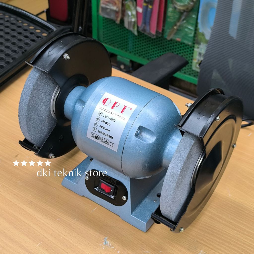 Mesin Gerinda Duduk 8 Inch OPT Bench Grinder 200 x 20 x 32 Mm Mesin Gurinda