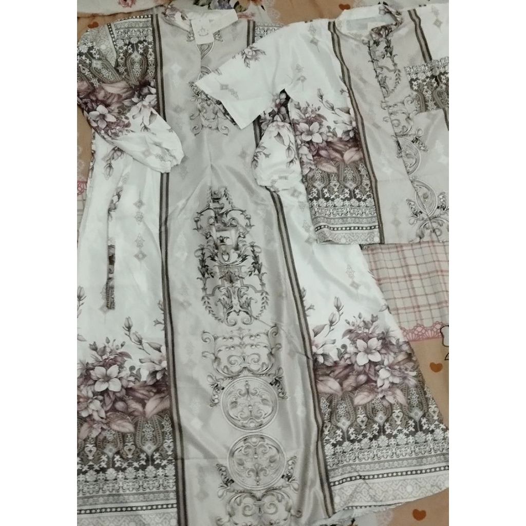 BAJU SEPASANG DRESS VELVET BATIK + KOKO || One Set Couple Janeeta (Gamis Kudung) + Koko Armani Silk