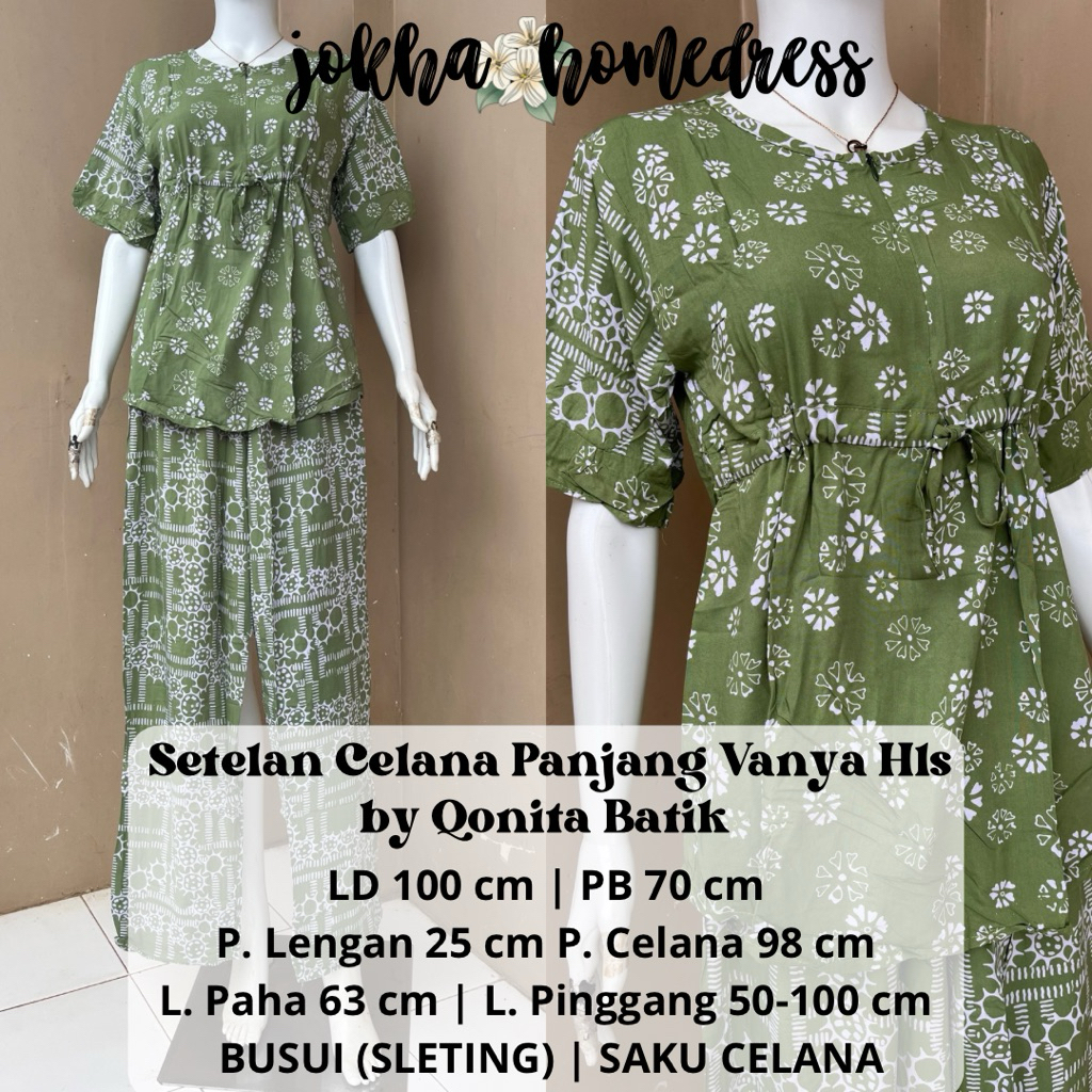 Setelan Celana Panjang Busui Sleting Hls by Qonita Batik Pekalongan