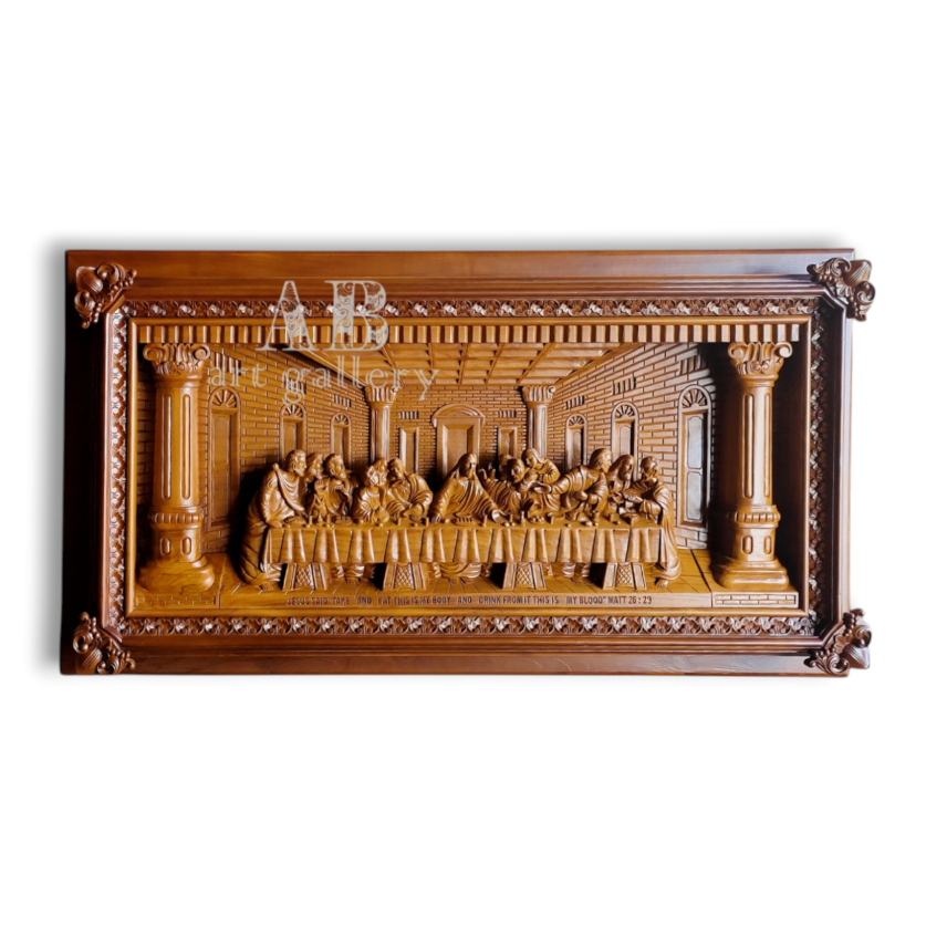 Pajangan Dinding Perjamuan Kudus Perjamuan Suci Perjamuan Terahir Ukiran Kayu Jati Berkualitas