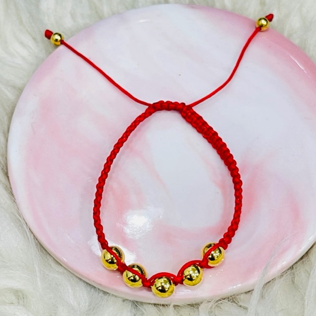 gelang tali liontin bulat bola simple elegant emas asli kadar 700