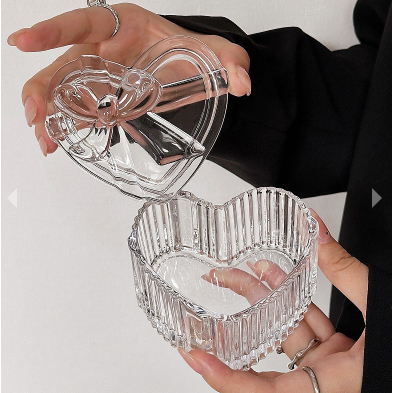 Toples Kaca Crystal Love / Candy Jar Mini Bentuk Hati Kristal Lucu Bahan Tebal / Toples Permen KacaT