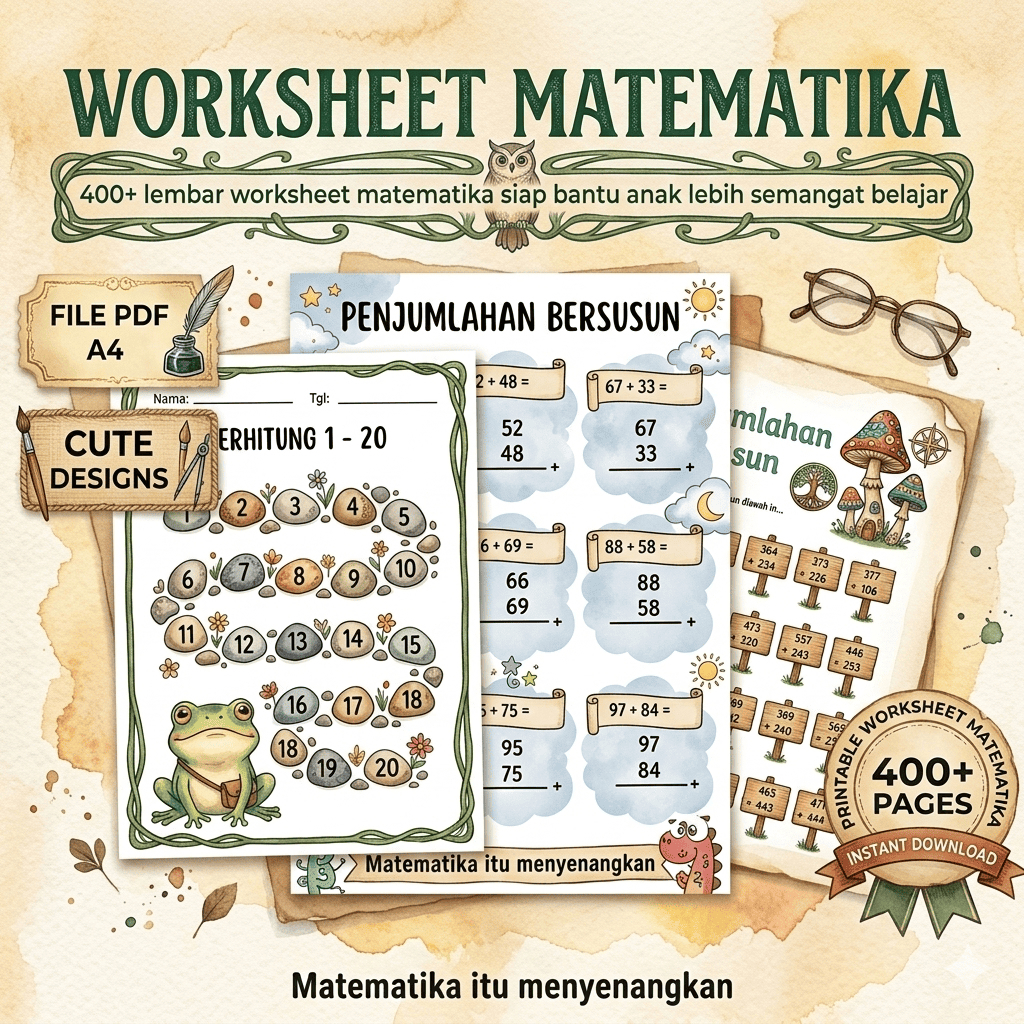 400++ Printable Matematika Anak TK & SD | Latihan Soal Berhitung Lengkap | Belajar Angka