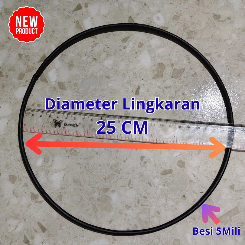 LINGKARAN BESI RING BULAT DIAMETER 25CM/ DEKORASI BESI BULAT 5MM