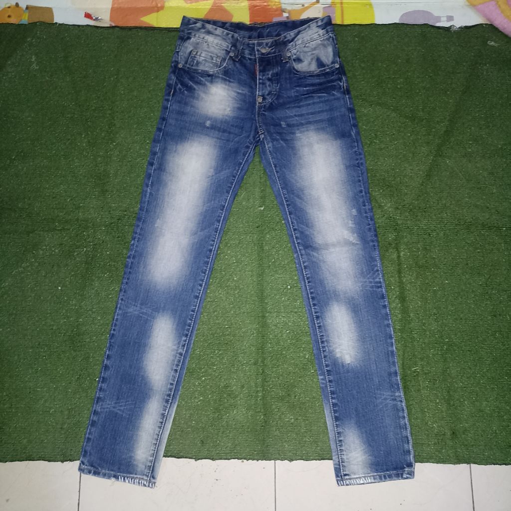 Dsquared2 Italy Blue Washed Slimfit Denim Celana Jeans Original