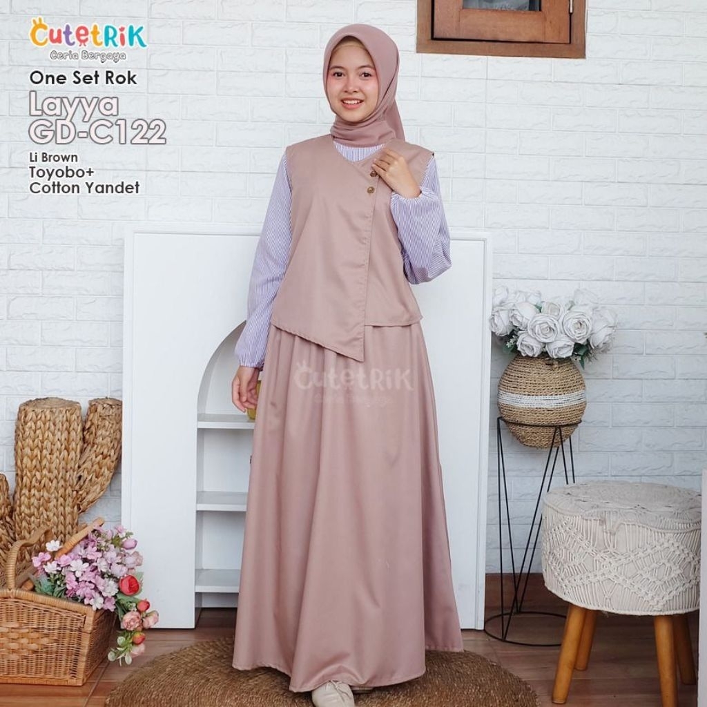 One set rok vest #korean style outfit#cutetrikterbaru