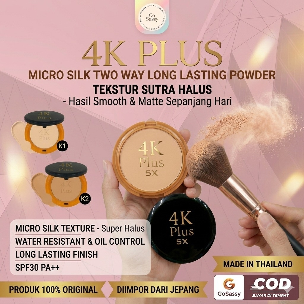 GOSASSY | 4K Plus 5X Micro Silk Two Way Powder SPF30 PA++ Waterproof Oil Control Bedak Thailand
