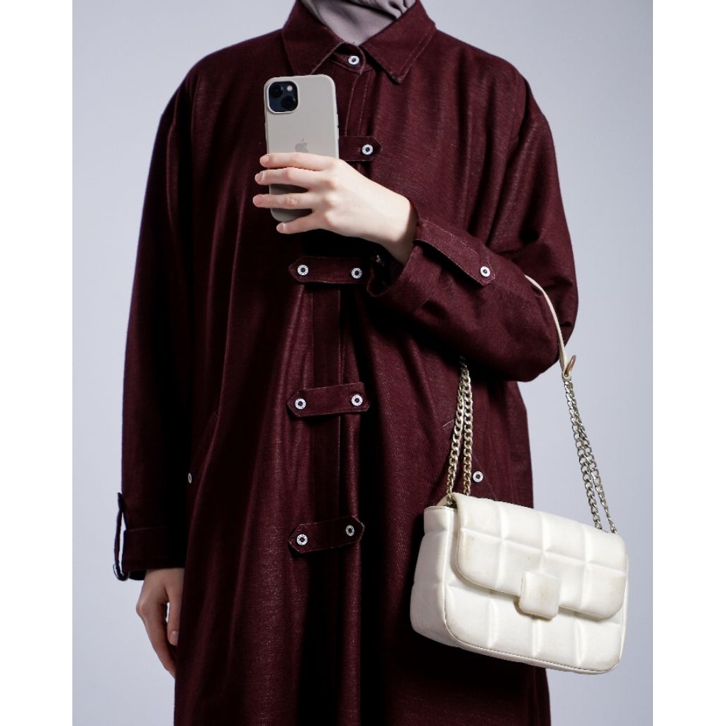 Baina Long Outer Denim | Urban Veil Series | Outer Panjang Wanita | Jacket Panjang Wanita