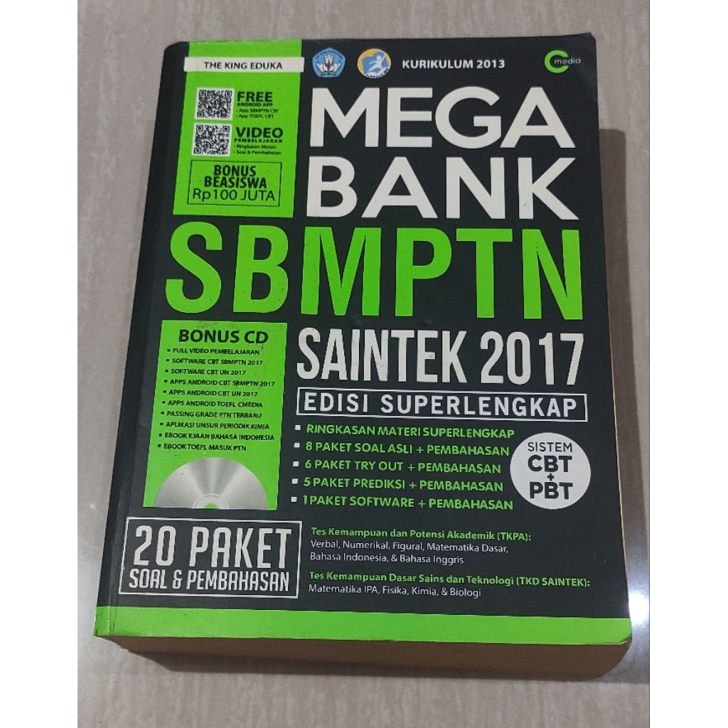 MEGA BANK SBMPTN SAINTEK 2017 EDISI SUPER LENGKAP, BUKU BEKAS, LIKE NEW