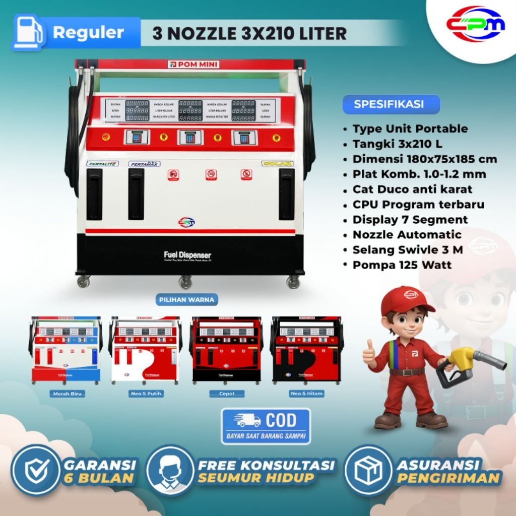 POM MINI / PERTAMINI DIGITAL 3 Nozzle 210L X 3 Liter Murah berkualitas & Bergaransi