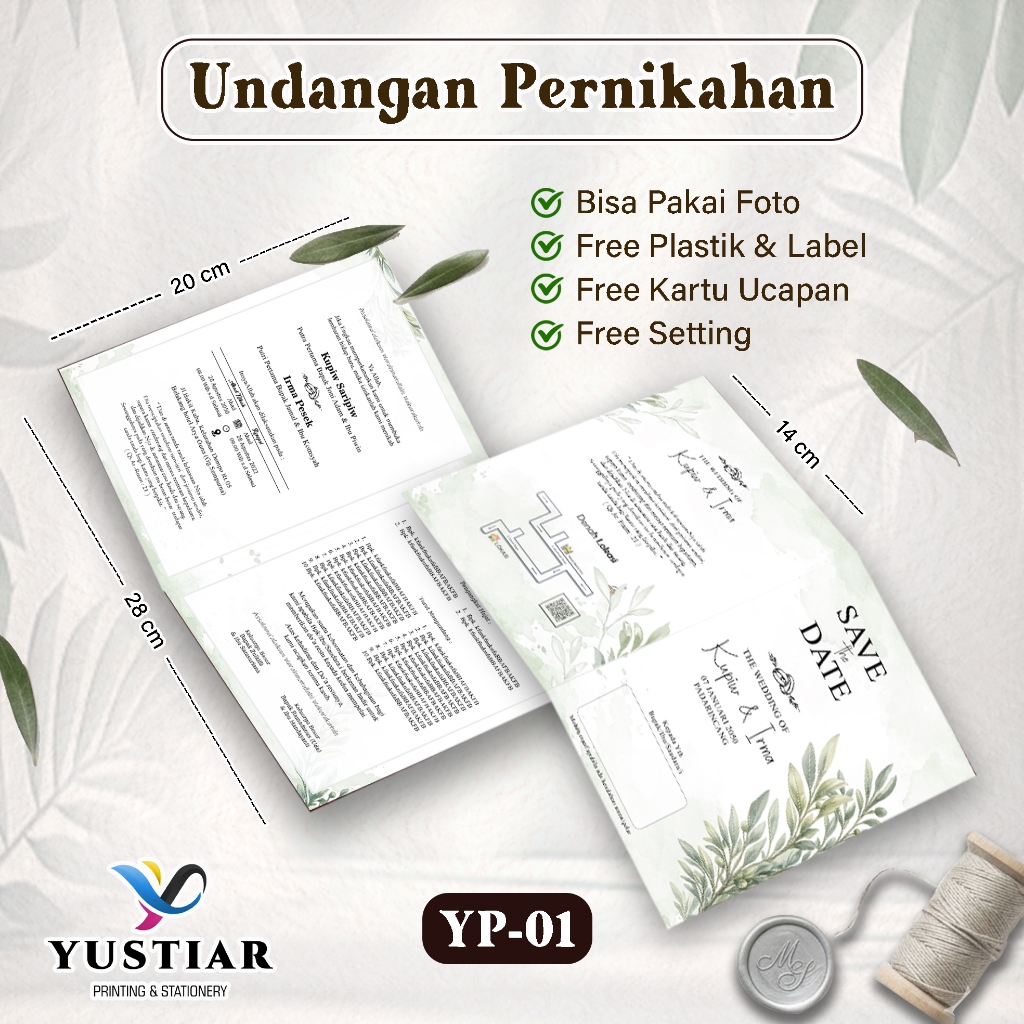 Undangan Pernikahan Custom Lipat Dua BC 160 gsm