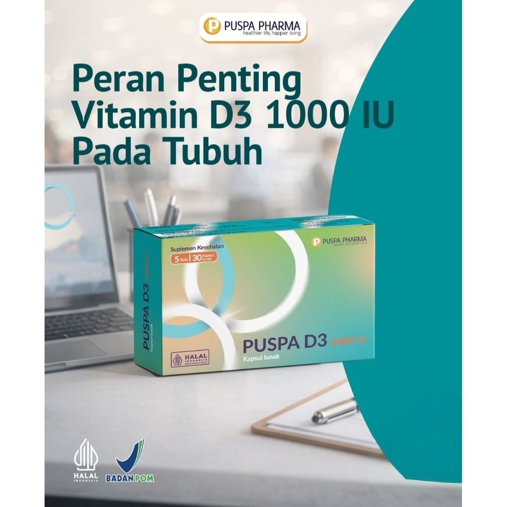 PUSPA D VITAMIN D3 1000IU SUPLEMEN KESEHATAN BPOM HALAL
