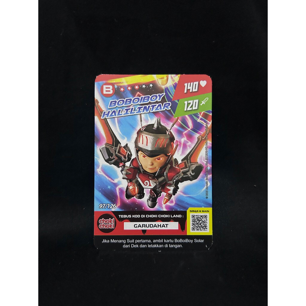 1(satu)pcs Kartu BOBOIBOY HALILINTAR 97/126 Kartu Boboiboy Choki-Choki