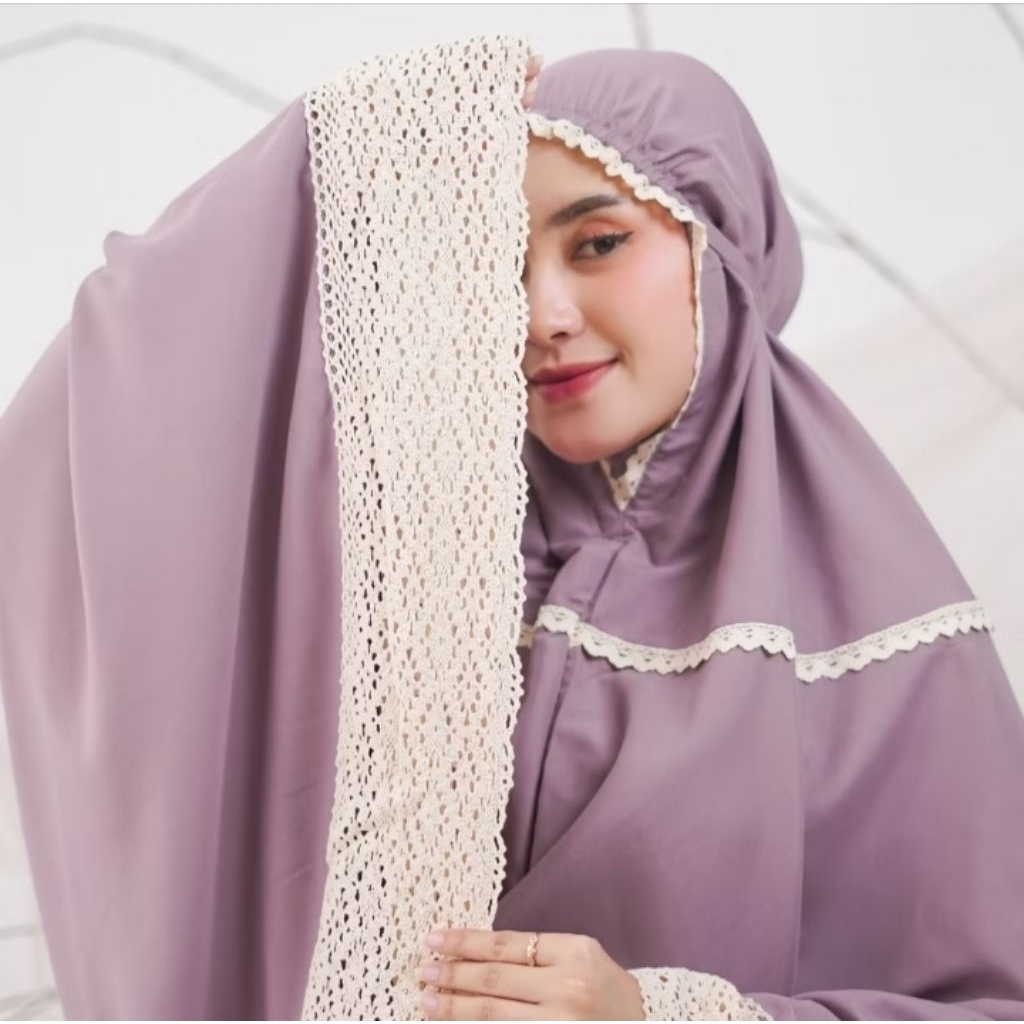 Mukena dewasa katun polos renda/Mukena polos/ Mukena renda
