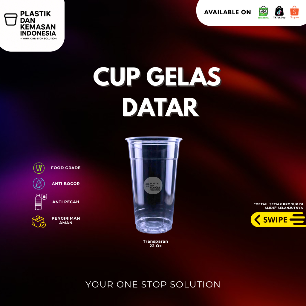 cup gelas 22oz PP datar starindo