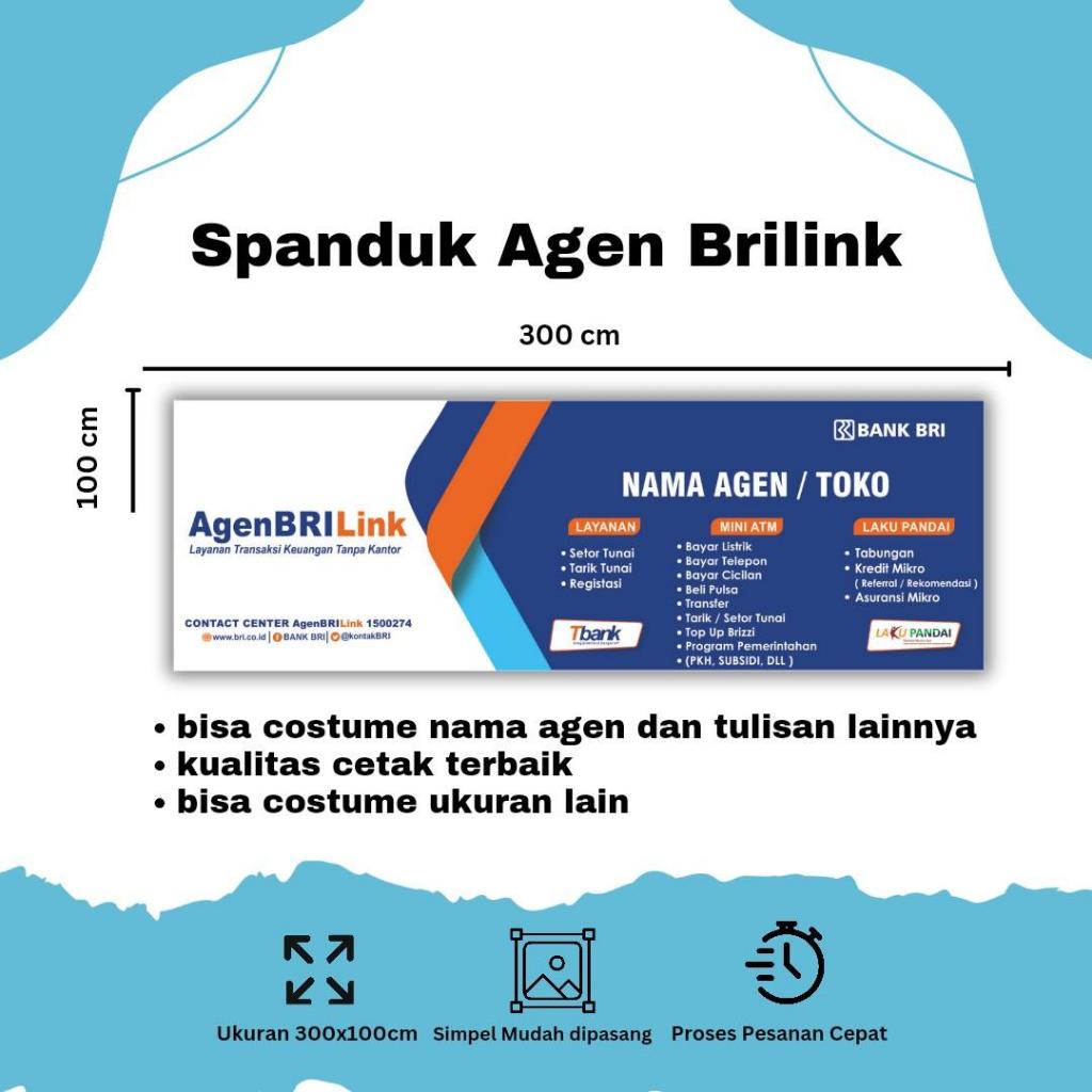Cetak Spanduk Banner Brilink Costume Desain Ukuran 300 x 100 CM