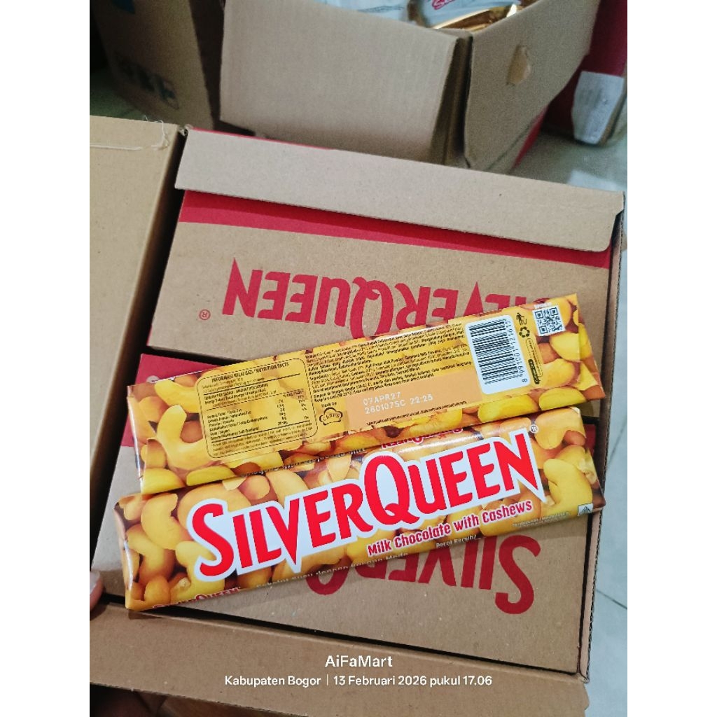 Silverqueen coklat cashew 55gr/coklat batangan/cashew 55gr