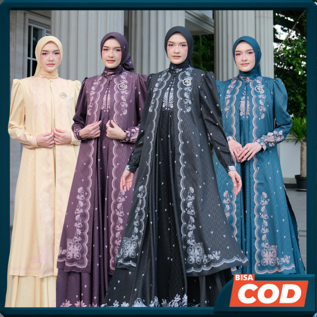 Set Gamis Dress Syari Dobby Jacquard Bisa Request Gamis Ceruty Babydoll Terbaru Naya Masya Syari Ori