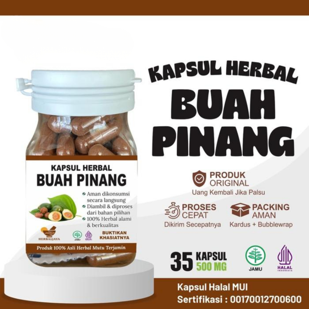 Kapsul Buah Pinang Muda Original / Kapsul Herbal Buah Pinang Asli