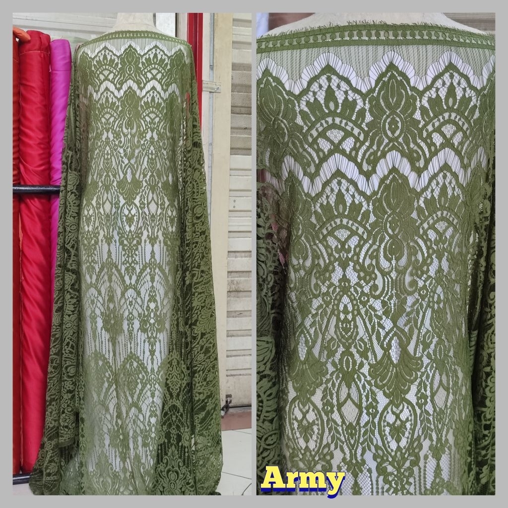 Brukat Semi Prancis|Serian Warna Army| Brokat Kebaya | Kain kebaya|termurah| terpopuler | Harga perp