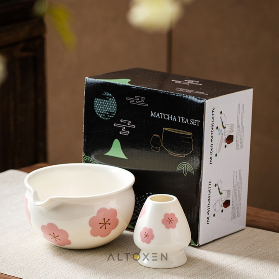 Matcha Tea Set Sakura Japanese Matcha Bowl Keramik Chawan Aesthetic Mangkuk Keramik Hampers Hadiah L