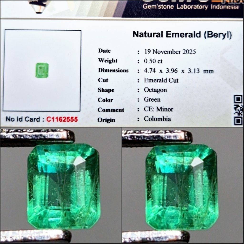 Zamrud Colombia Minor Emerald Beryl Vivid Green Memo Lab