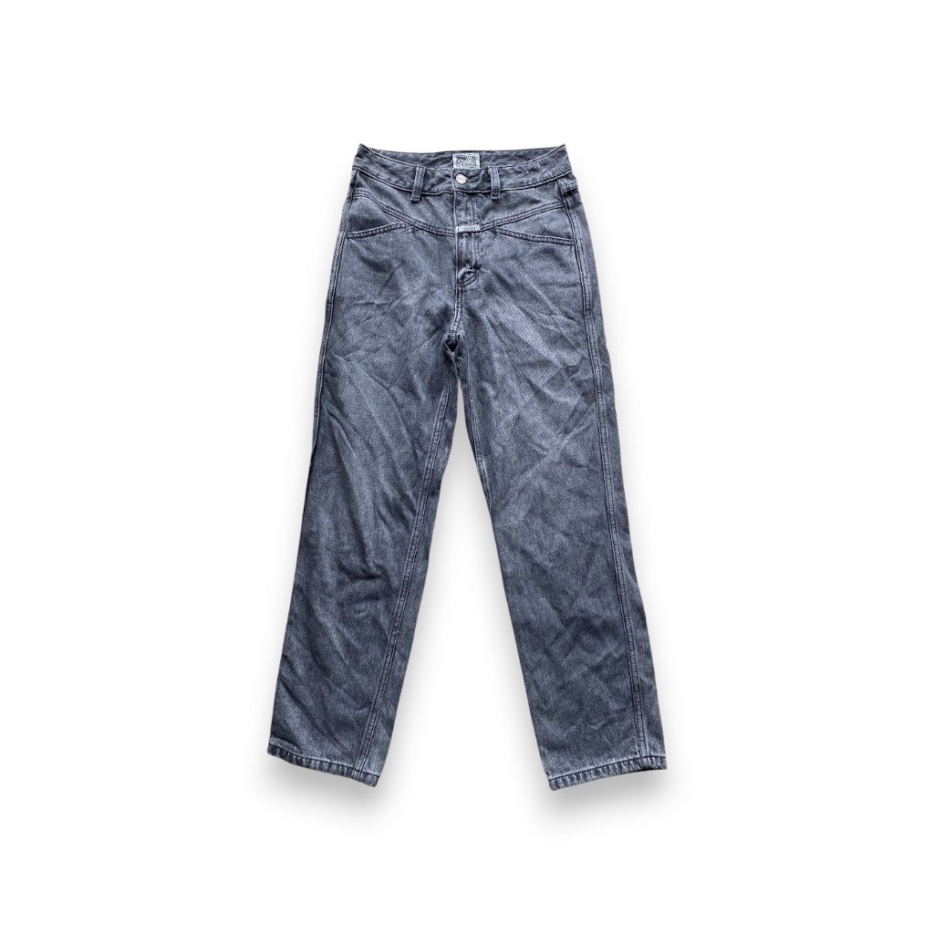 Celana Panjang Marithe Francois Girbaud Straight Denim Black Washed Longpants Jeans