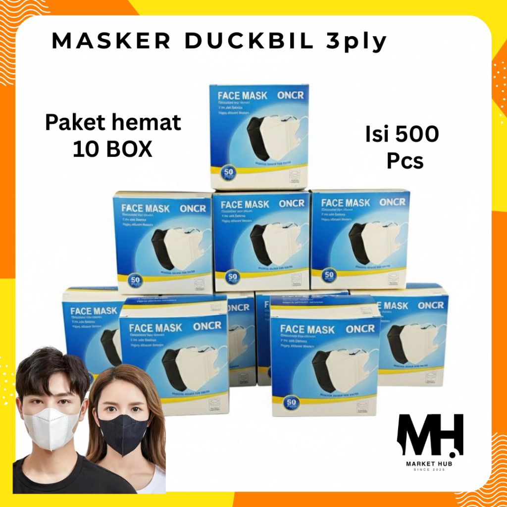 COD - 10 BOX (500 PCS ) Paket Hemat Bundle Paket Usaha Masker Duckbill Face mask 3ply