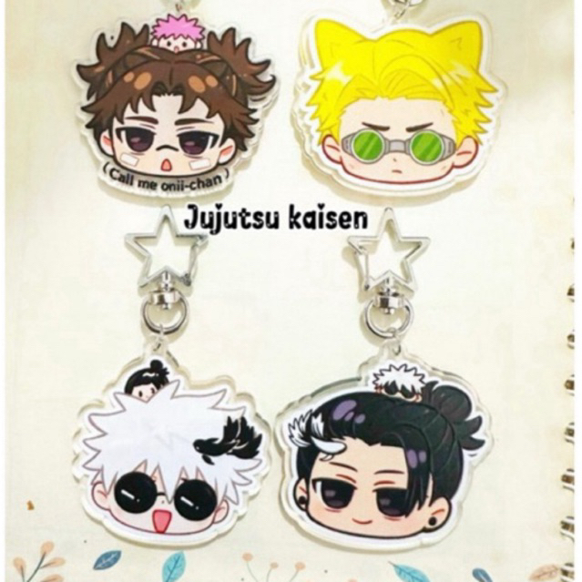 Gantungan Kunci Anime Jujutsu Kaisen Chibi Acrylic Keychain Gojo Geto Nanami Choso Lucu Star Keyring