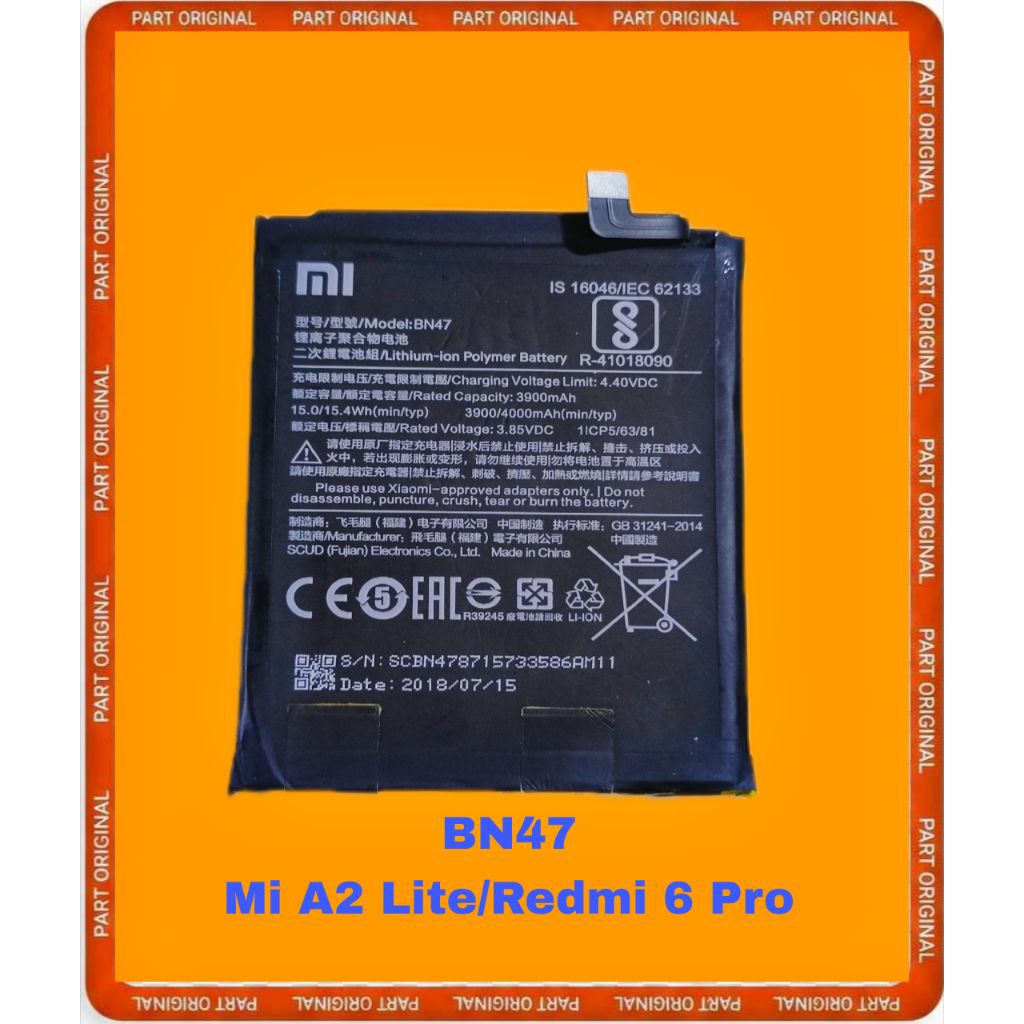 BN47 BN 47 Baterai Battery baterai Mi A2 Lite redmi 6 pro original bawaan