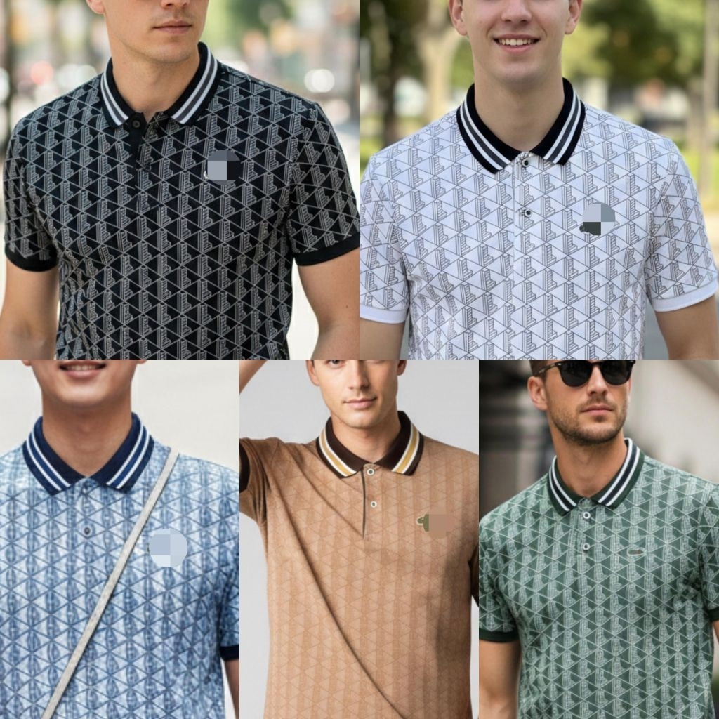 kaos kerah lis fullprint pria wanita premium free box