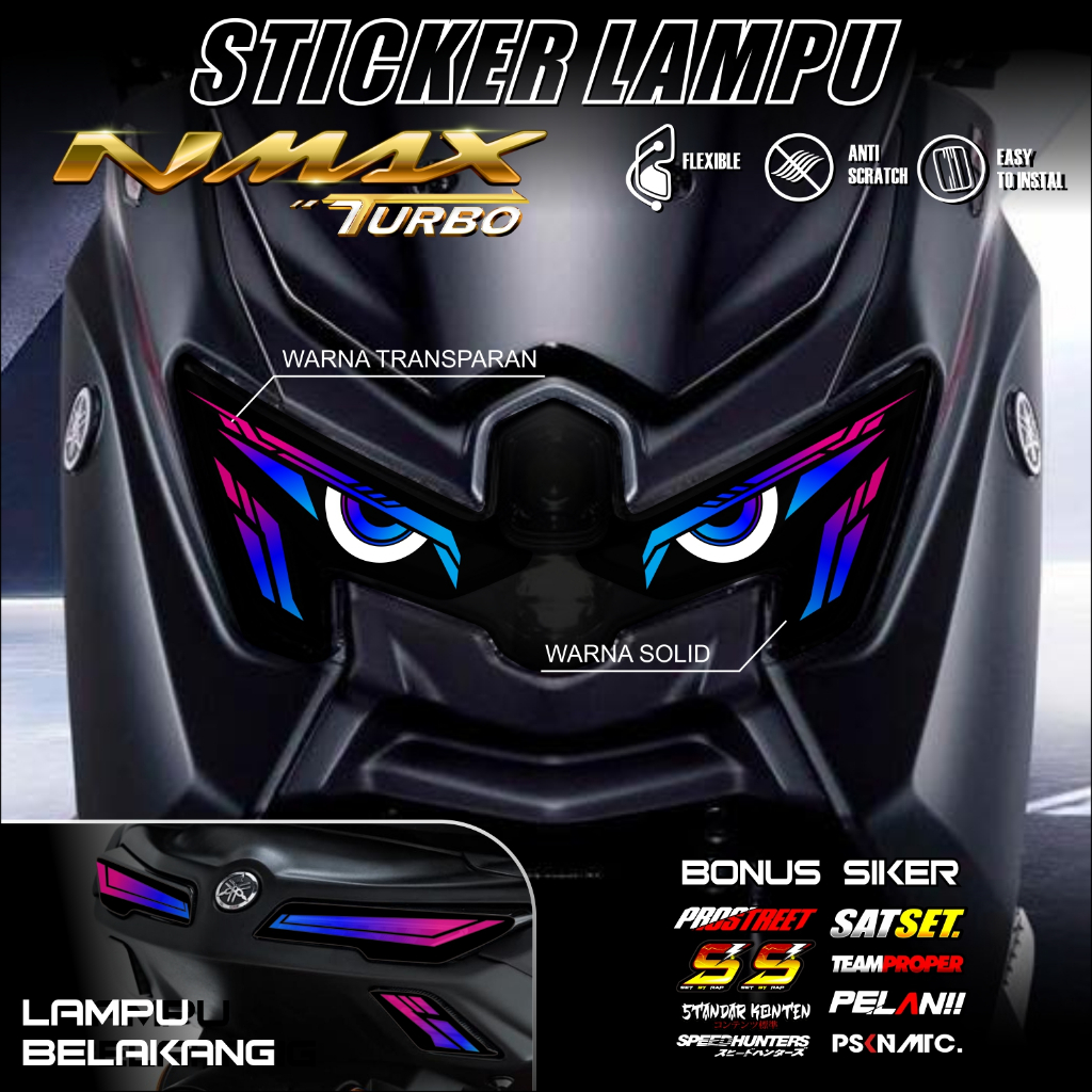 Stiker Variasi Lampu Motor NMAX TURBO NEO S 2024 2025 Stiker Lampu Alis NMAX TURBO Bahan TRANSPARAN