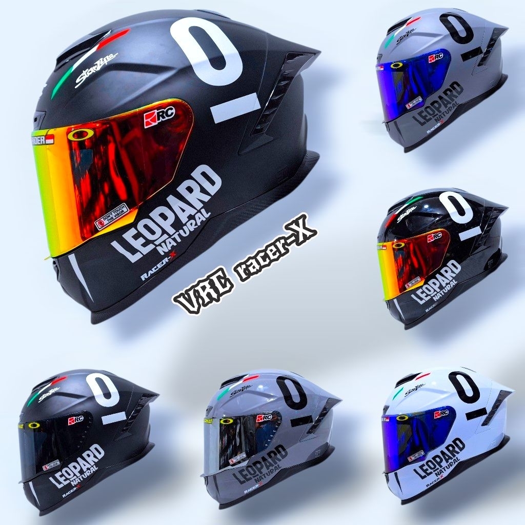 Helm full face VRC Motif Leopard Black dof Paket Ganteng Motorcyle