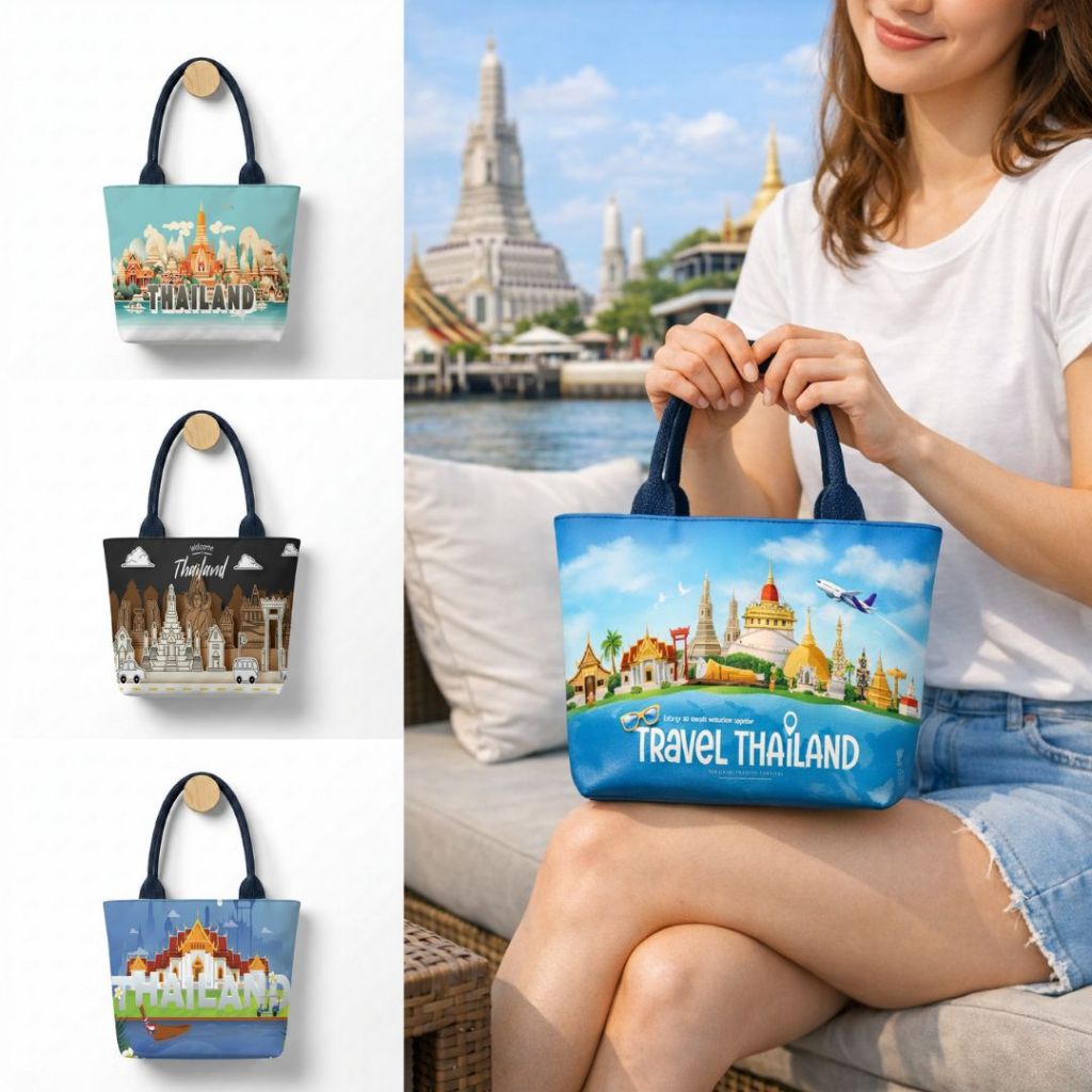 [PROMO] Tas Souvenir Kecil Tenteng | Bag Tas Hampers Kekinian Kanvas Resleting Oleh Oleh Thailand