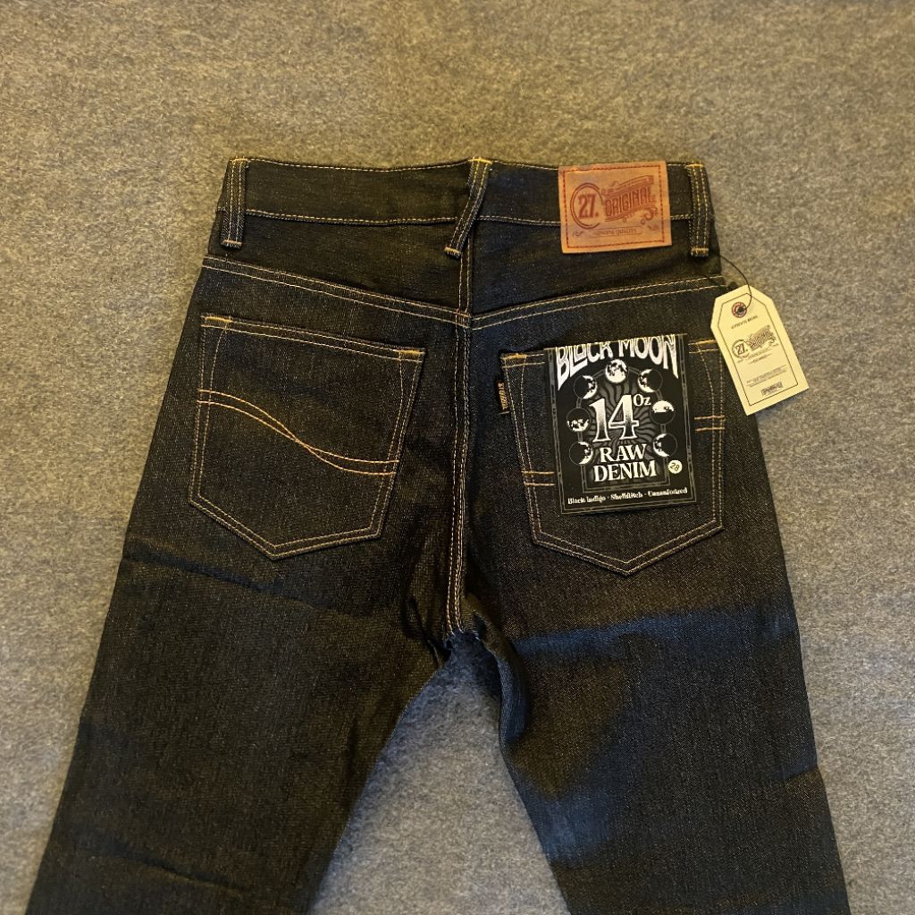 RAW DENIM 14OZ 27ORIGINAL BLACK INDIGO SLIM STRAIGHT