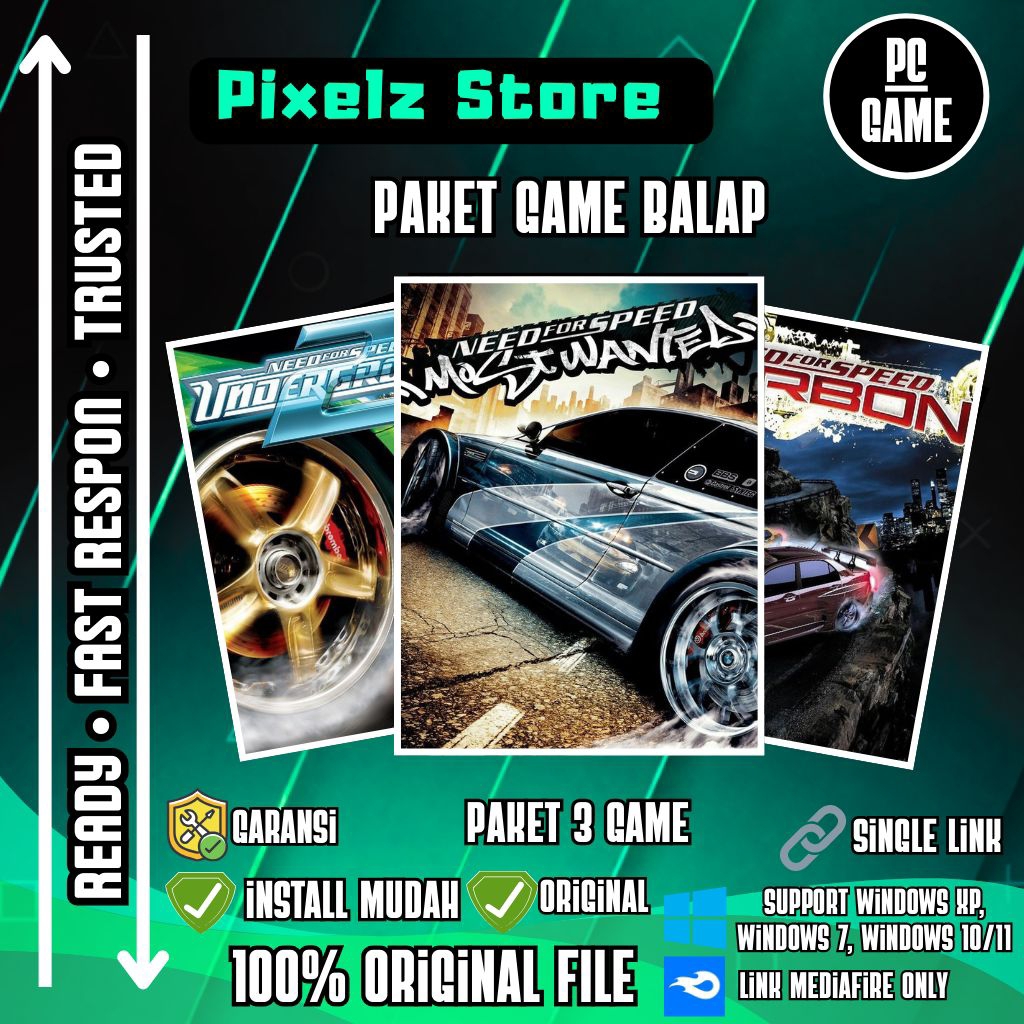 PAKET 3 GAME PC BALAP | NFS Most Wanted + Underground 2 + Carbon | Full Game + Install Mudah