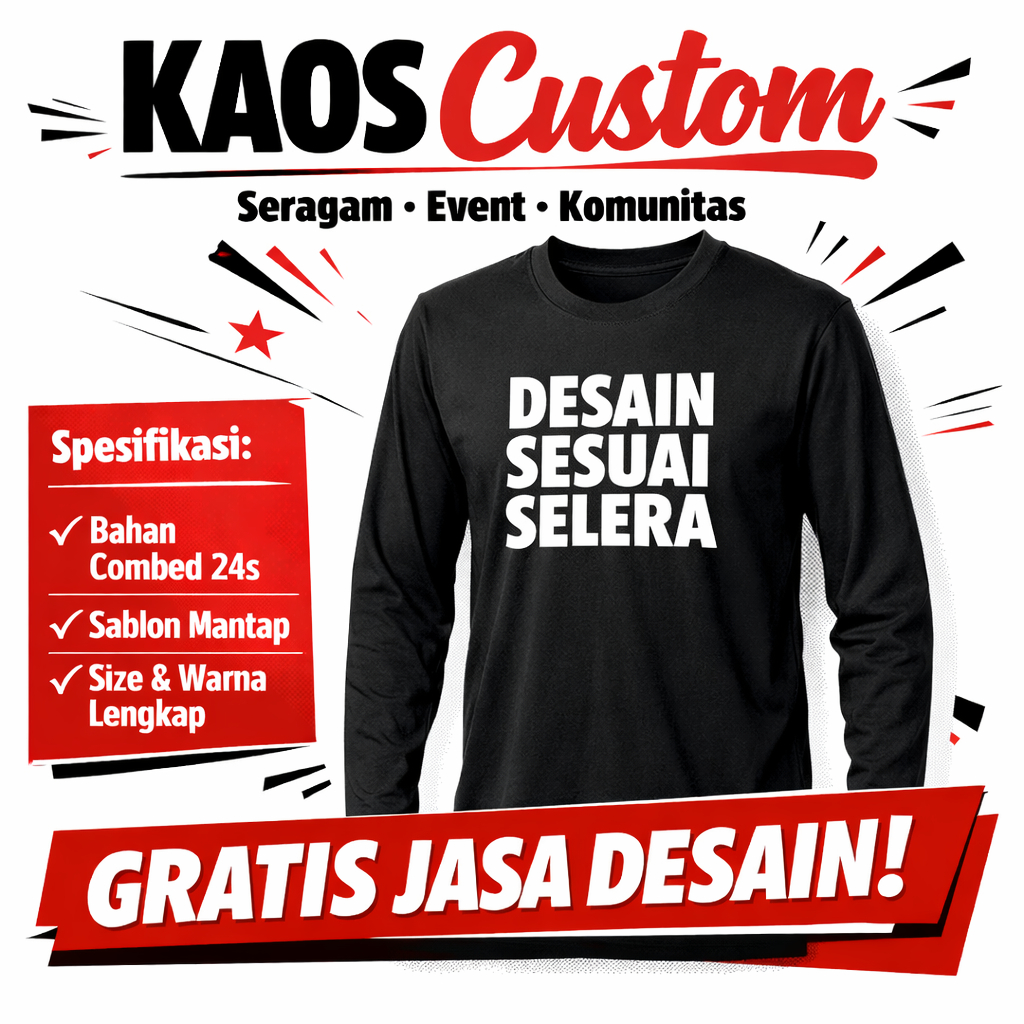 GNG Kaos Custom Sablon Lengan Panjang - Gratis Desain