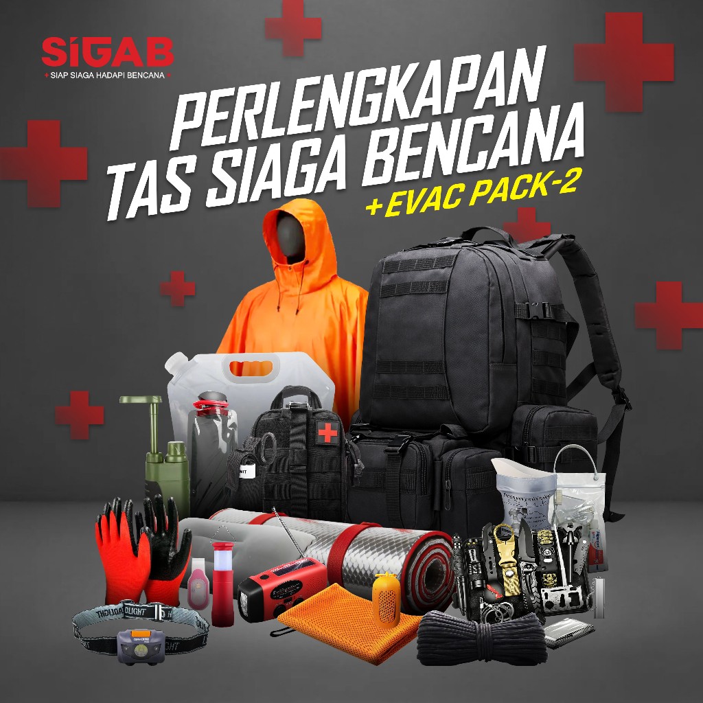Tas Siaga Bencana 72 Jam Survival Kit Lengkap | S1GAB Evac Pack-2 | Emergency Bag Evakuasi Gempa Ban