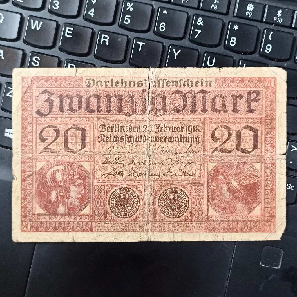 Uang Kuno Asing Jerman 20 Mark Tahun 1918