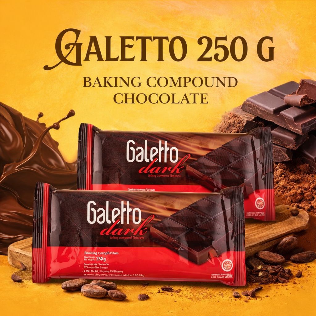 Coklat Batang Galetto 250g - Bahan Kue Dark Compound Chocolate Murah