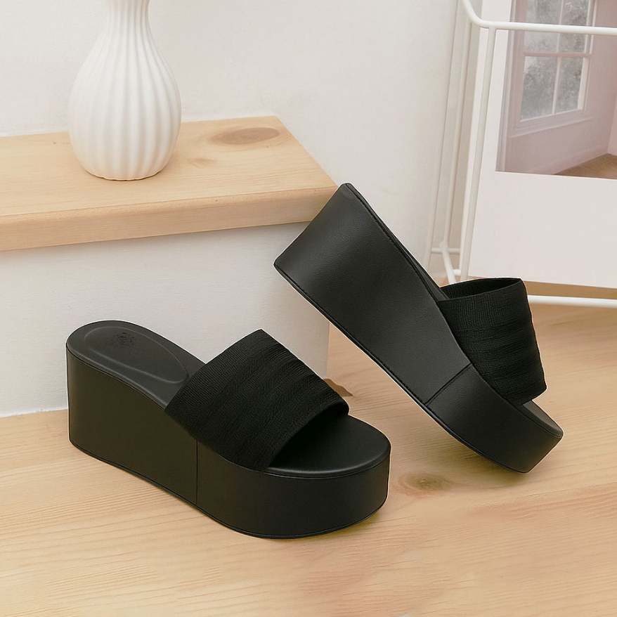 Wedges Rajut Pesta Wanita Ukuran Jumbo 40-41-42-43-44-45 | Sendal Wedges 7cm
